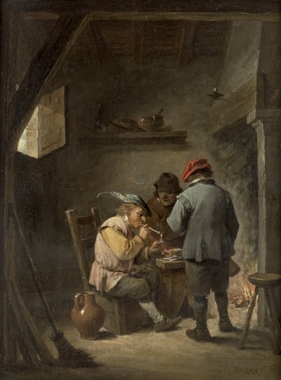 Peasants by an Inn Fire by David Teniers the Younger